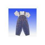 China (Mainland) Babies'' Stone-Washed Denim Overalls and Striped T-ShirtBabie thumbnail-1