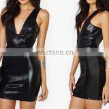 Women Synthetic Leather Women Mini Dresses thumbnail-2