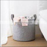 Large Capacity Strong Felt Laundry Basket With PU Leather Handle thumbnail-3