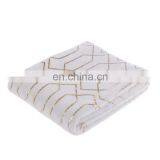 Luxury Soft Hot Gold Stamping Foil Printing Geometric Pattern Flannel Fleece Throw Blanket thumbnail-2