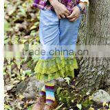2014 New Design Lace Ruffle Pants Girls Jeans Ruffle Childrens Boutique Clothing thumbnail-5