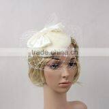 Newest Design Satin Bowknot Decorative Women Wool Mini Felt Hat With Veil thumbnail-3