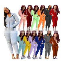 Manufacturers Wholesale Plus Size Women's Spring and Autumn Home Wear Casual 2-piece Suit Custom Sports Suit S-5XL thumbnail-1