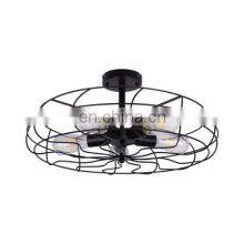 Акция. Промышленный стиль. Старинный вентилятор-люстра из кованого железа с современной клетчатой обрешеткой. Высокое качество.