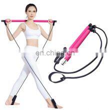 Multi-Functional Gym Black Yoga Pilates Stick Bar Adjustable Pilates Bar Kit With Resistance Bands