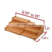 Amazon Top Seller Bamboo 3 Tier Expandable Kitchen Spice Display Shelf Wood Spice Rack Storage Organizer Shelf thumbnail-5