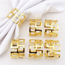 Wedding Party Holiday Banquet Christmas Dinner Delicate Serviette Buckles Hollow Out Design Gold Napkin Ring Holder thumbnail-2