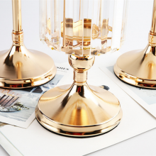 Hot-Selling Cylinder Shape Gold Crystal Candle Holders Table Decorations Crystal Tea Light Candle Holders thumbnail-5