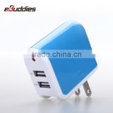 USB Wall Charger 2.1A Smart 2-Port USB Colorful Travel Charger for iPhone 6s / samsung