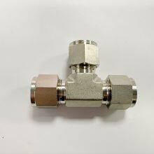 Stainless Steel Instrument Tube Fitting Compression Reducing Union Tee With Double Ferrule thumbnail-1