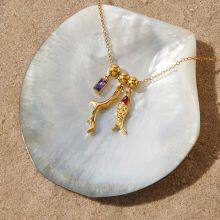 Gold Plated Stainless Steel Dolphin Pendant Necklace for Women Ocean Charm Necklace Waterproof Hypoallergenic Jewelry Wholesale thumbnail-4