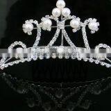 Crystal Bridal Wedding Crown With Pearl Hair Comb Tiaras, Fashion Wedding Crown thumbnail-5