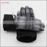 Mens Leather and Gingham Checks Fabric Gloves Touch Screen Lining Polyester thumbnail-6