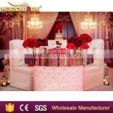 Stainless Steel Frame Round Glass Top Wedding Crystal Cake Table