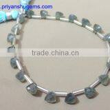 Moss Aquamarine Faceted 6*6 mm 39 Cts Trillion Side Drilled 6 Inches Strand Length Natural Loose Gemstones thumbnail-3