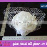 Feather Decorated Floral Sinamay Bride Embellished Top Hat thumbnail-1