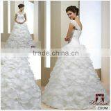 French Design Ball Gown Wedding Dress / Gown Organza Shuttlecocks Drapery Eyelash Lace thumbnail-1