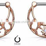 Nipple Rings Clickers Opal Set Stainless Steel Body Jewelry thumbnail-2