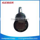 Red Digital Car Voltmeter 12V 24V Cigarette Lighter Voltmeter Thermometer thumbnail-2