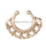 Fake Crystal Septum Hoop Ring Nose Body Piercing Jewelry Gold Rose thumbnail-2