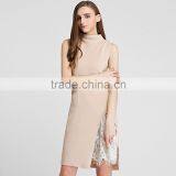 Fashion Lady Sleeveless Knitting Dress 2016 Summer Woman Thin Long Sweater Pullover Femme Robe De Tricot Lace Patchwork thumbnail-3