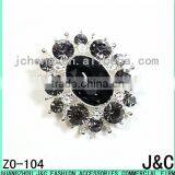 Oval Shaped Black Diamond Rhineston Zamac Button