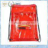 Waterproof pvc drawstring bag with front zipper pocket