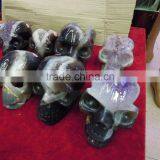Natural Amethyst Quartz Crystal Agate Geode Human Skull Head Carving Best Gift for Christmas thumbnail-3