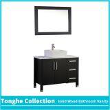 China Solid Wood Bathroom Cabinetry Espresso Painting White Stone Top thumbnail-1