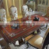 Exquisite Trim Rectangle Long Dining Table and Chair Set, Regancy Dining Table Set With High Back Chair thumbnail-2