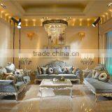 Fontaineblea Elegant Soft Baby Blue Printed Fabric Sectional Sofa Seats thumbnail-5