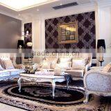 European royal wooden living room sofa set of gray and white color