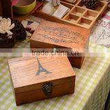 N535 Hot Sell Wooden Storage Box Effel Printing Retro Sundries Holder Box thumbnail-3