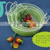 Round wire decorative with green pearl fruit handle basket