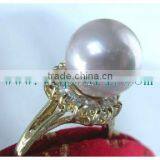 White South Sea Pearl With Gold Ring Diamond Ring thumbnail-2