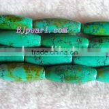 Wholesale 16" 12*33mm Columned Green Loose Turquoise Beads thumbnail-1