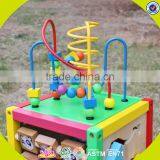2017 Wholesale Multi-function Toddlers Wooden Bead Activity Table New Design Funny Kids Wooden Bead Activity Table W11B137 thumbnail-3