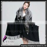 CX-B-P-53A Excellent Quality Cashmere Pashmina With Fur Shawl thumbnail-1
