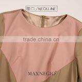 Latest Design Fashion Contrast Color Ladies High Quality Elegant Long Sleeve and Maxi Evening Dress 2016 thumbnail-6