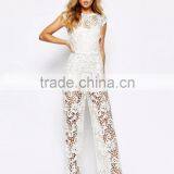 European Design Body Frock Orchid Jumpsuit Corchet Bridal Wear For Wedding Party With Cap Sleeves thumbnail-3