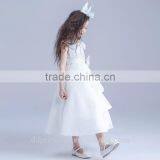 Summer Kids Dresses for Girls European Style Long Round Neck White Kids Frilly Dresses thumbnail-3