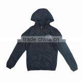 Single Plain Black Removable Hood Mens Fall Jacket thumbnail-2