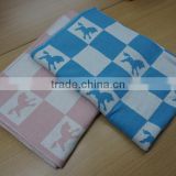 Gorgeous Blue Pony Design baby knitted HORSE blanket