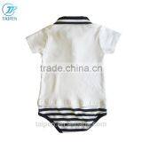 Navy Style Baby Bodysuit With Black and White Stripe Kids Clothes Summer Toddler Short Sleeves Romper thumbnail-2