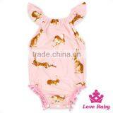 2LLY-097 Lovebaby Wholesale Rabbits Print Girls Easter Day Romper Stylish Pom Pom Jumpsuit Puffy Nice Baby Cheap Jumpsuit thumbnail-2