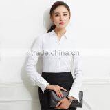 2017 New Design Ladies Office Wear White V-neck Collar Blouse for Women thumbnail-2