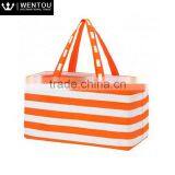 Fashion Women Plain Striped Large Utility Tote Bag thumbnail-1