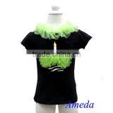 Baby Baby Black Short Sleeves Top Lime Green Zebra Cupcake 1-10Y