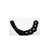 Asymmetrical Black Knitted Wool Beaded Collar Neck Trims for Craft