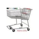 275L American Grocery Store Shopping Trolley With Base Grid / Metal Supermarket Carts